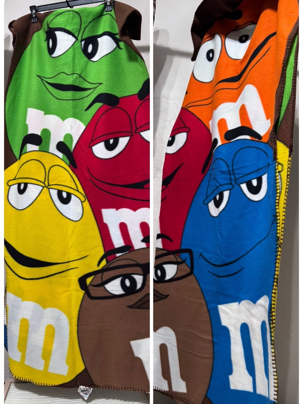 M&M'S Multicolor Character Fleece Throw - Green Red Yellow Blue Brown Orange
